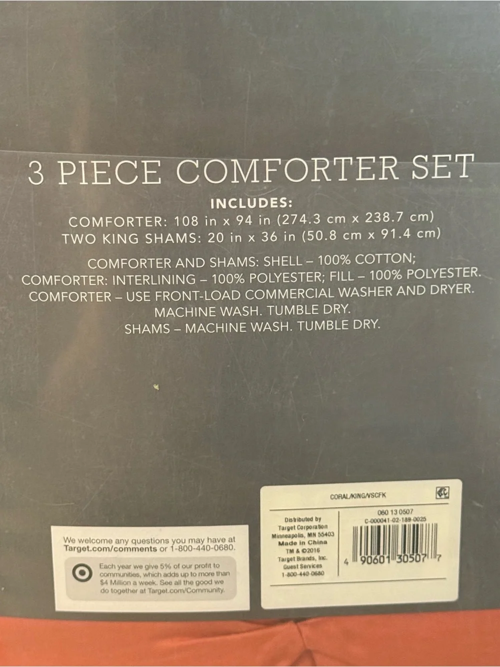 Threshold King Size 3 Piece Comforter Set (Coral)